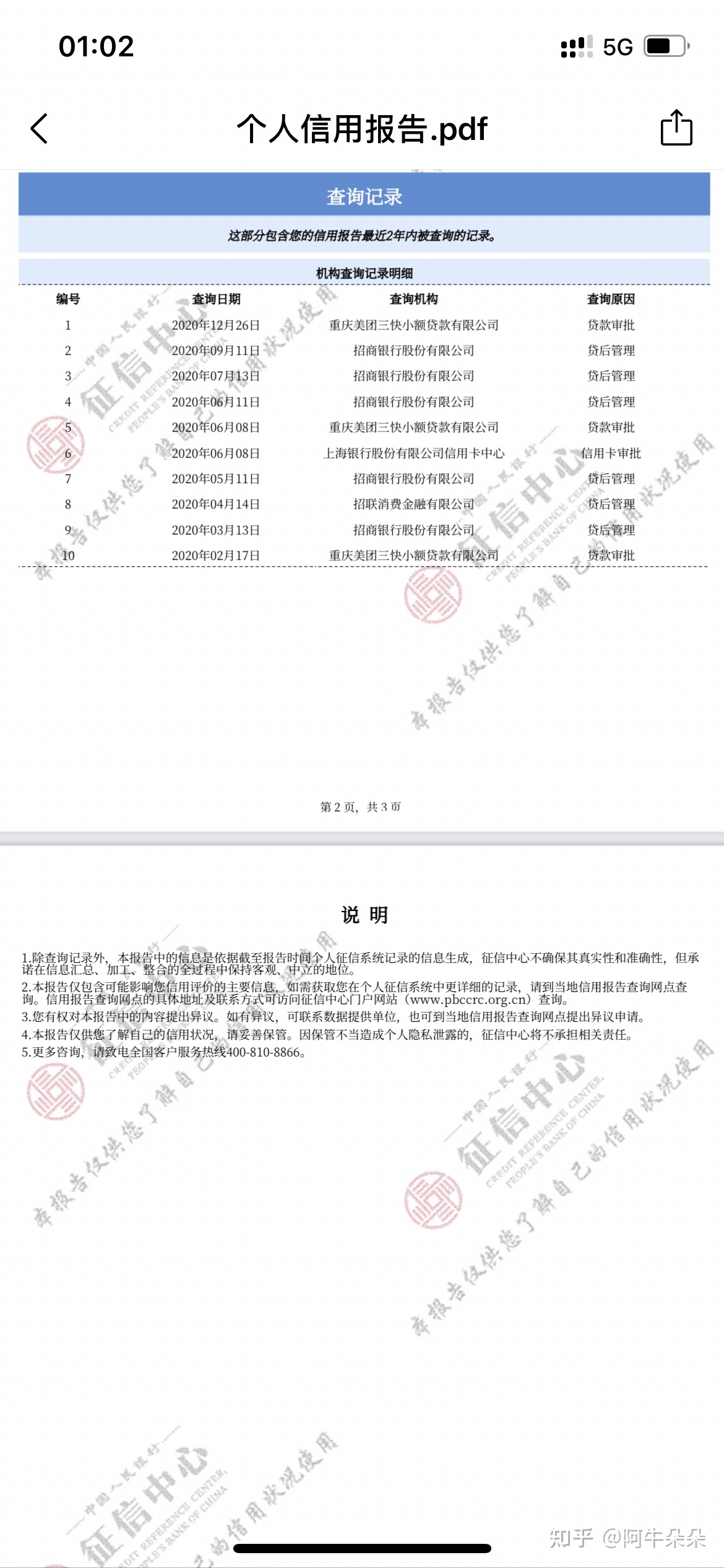 2020个人征信报告图片